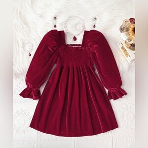 Burgundy Toddler Fall Winter Dress